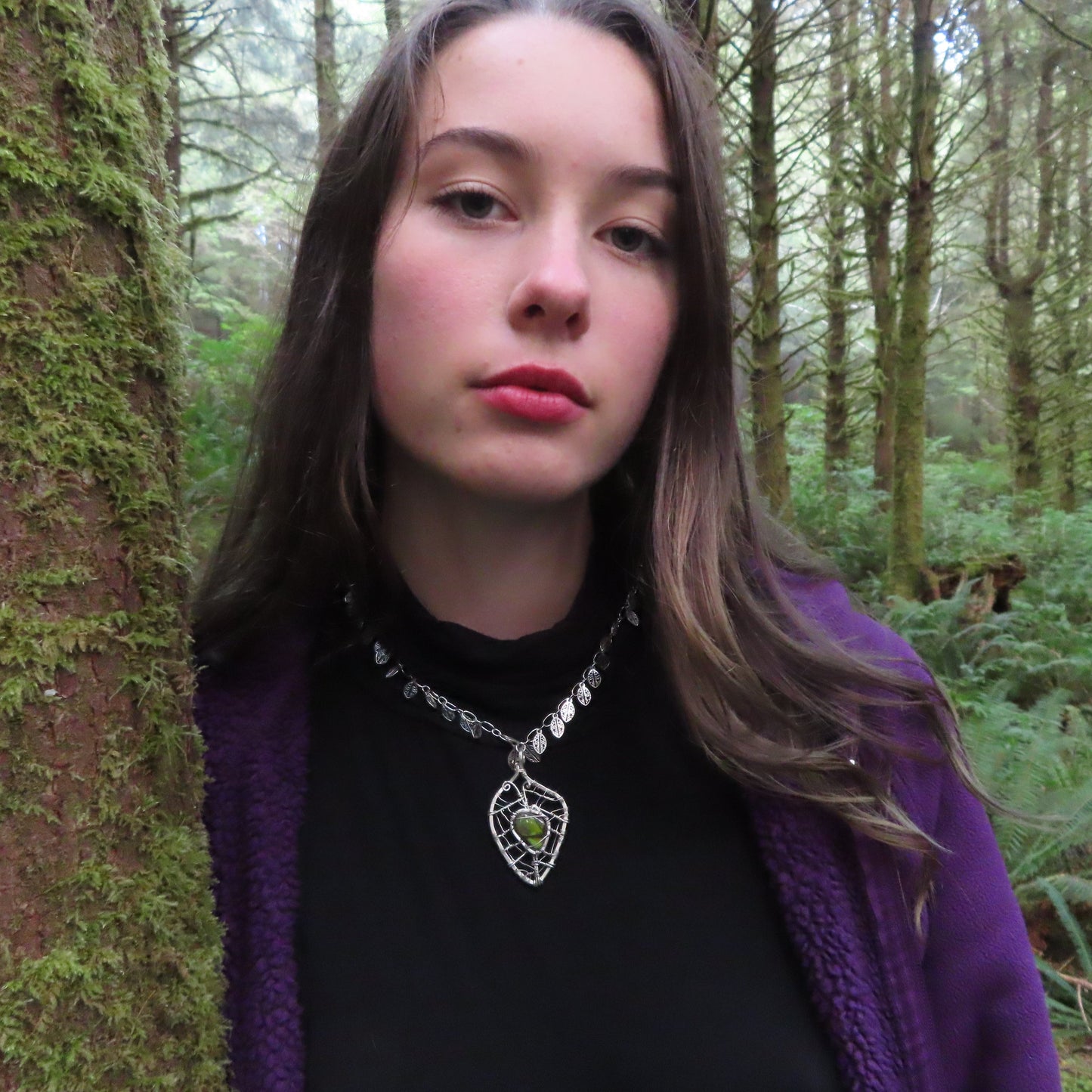 Ammolite Leaf Necklace